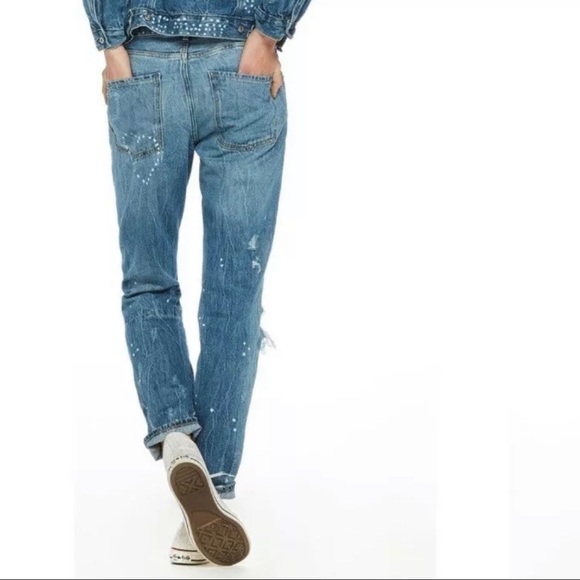 Maison Scotch Bandit Boyfriend Jeans Blue Distressed Size 24 NWT - Picture 3 of 8